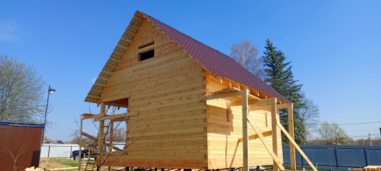 Баня из сухого профилированного бруса по проекту Б 7. Владимирская область, д.Костино.